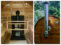 Outdoor Cedar Barrel Sauna 8x7  Wood Fired Heater  