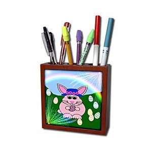   Bunny Art Design   Fireworks Bunny   Tile Pen Holders 5 inch tile pen