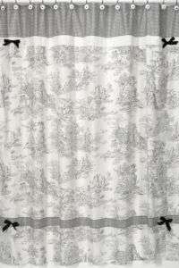   FRENCH COUNTRY TOILE CHENILLE GINGHAM FABRIC SHOWER CURTAIN  