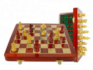   Magnetic Chess Set Folding Bloodwood Chess Board 12 & Chess Pieces