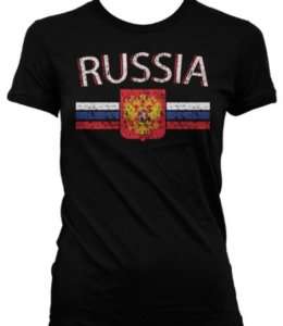 Russia Russian Flag Eagle Crest Junior Girls T shirt  