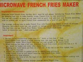 MICROWAVE NO GREASE/ FAT/CHOLESTEROL HEALTHY FRENCH FRY POTATO MAKER 