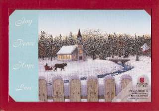 Christmas Cards Boxed Church Horse Sleigh Snow NIB  