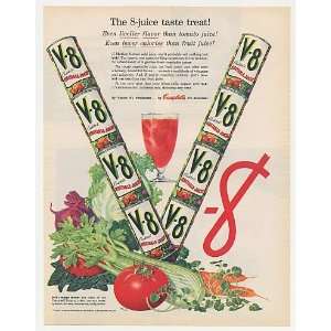  1956 Campbells V 8 Vegetable Juice Taste Treat Print Ad 