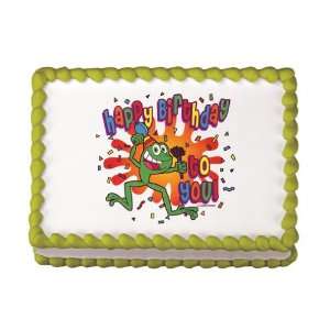 Edible Frog Birthday Cake Decal (1 pc)  Grocery & Gourmet 
