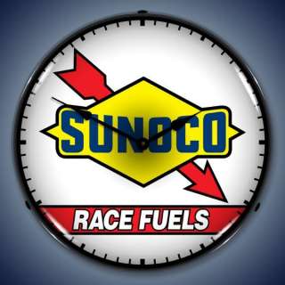 Sunoco Race Fuels Gas & Oil Backlit Clock Free S&H  