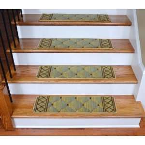  Premium Wool Carpet Stair Treads   Shadowlure Light Green 
