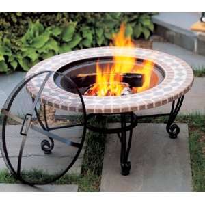  Target Ceramic Tile Outdoor Firepit with Vinyl Cover and 