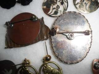   Vtg Used Cat Jewelry Copper Orb Pin Wild Bryde HMC Avon Earrings Pins