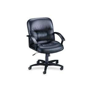 Managerial mid back chair offers genuine tufted leather overstuffed 