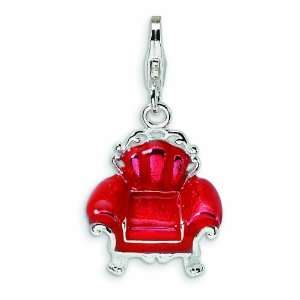  Sterling Silver Enameled Red Overstuffed Chair W/Lobster 