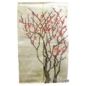    Noren or Door Curtain Beige with Cherry Blossom