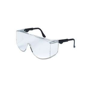   Wraparound Safety Glasses, Black Frames, Clear Lenses