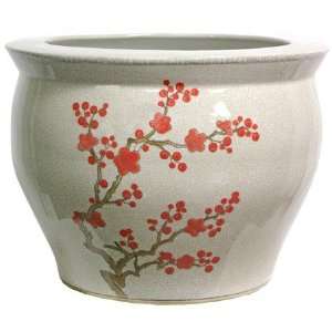  Planter Pots   14 Cherry Blossoms on Ice Crackle Ivory Porcelain 