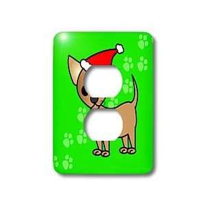 Janna Salak Designs Dogs   Cute Chihuahua Green with Santa Hat   Light 
