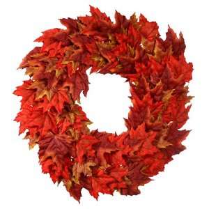   34 Autumn Fall Maple Leaf Artificial Christmas Wreath