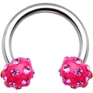  Pink Ferido Crystal Horseshoe Circular Barbell Jewelry