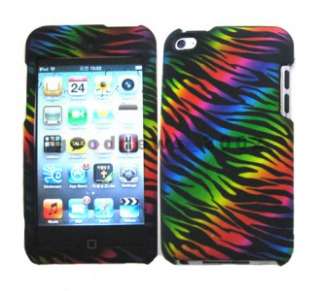 iPod Touch 4 4G Gen Skin Case Cover Black Rainbow Zebra  