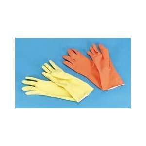  Flock lined latex cleaning gloves, size large, yellow 