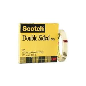  665 Double Sided Office Tape   1/2 x 36 Yards, 3 Core, Clear 