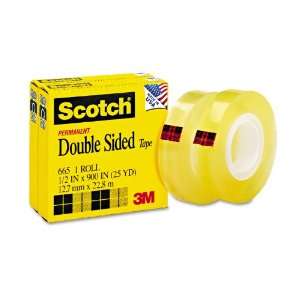   Double Sided Office Tape, 1/2 Inch x 900 Inches, 1 Inch Core, Clear, 2