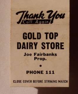 1940s Matchbook Gold Top Dairy Store Sealtest IL MB  