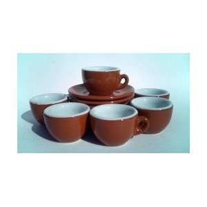  Sorrento Espresso Cups Brown/White (Set of 6) N/P SBW 
