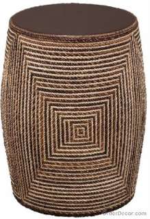 19 High Wood Ottoman Jute Rope Foot Stool Contemporary  