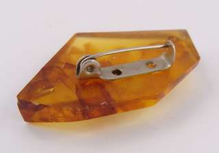 EARLY VINTAGE BALTIC AMBER GEOMETRIC DESIGN PIN BROOCH  