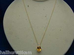 14k Gold Necklace and 10k Citrine Diamond Pendant 15.5 inches  