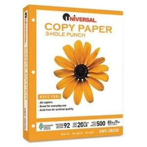    Copy Paper, 92 Brightness, 20lb, 8 1/2 x 11, 3 Hole Punch, White 