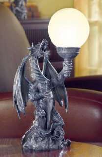 Medieval Dragon Table Lamp Glass Globe Shade  