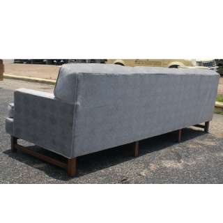 Mid Century Modern Bluish Gray Sofa Couch Wood Base PRICE REDUCED 