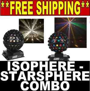 ISPHERE STARSPHERE COMBO PACKAGE multi color & white spin dj light 