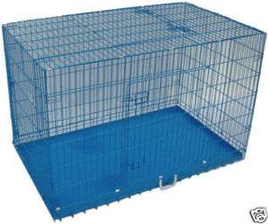 48 3 Door Blue Folding Dog Crate Cage Kennel w/DIVIDER 814836010436 