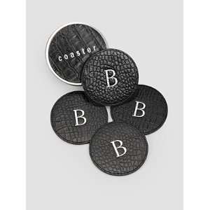 Graphic Image Personalized Croco Leather Coaster Set  