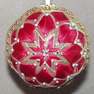 OOAK Handmade Quilt/Quilted Ball Christmas Ornament  