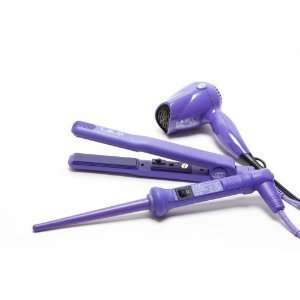 Iso Hair Styling Set Dryer, Curling Iron & Straightener Purple+Itay 