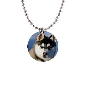  Siberian Husky Puppy Dog 2 Button Necklace B0629 