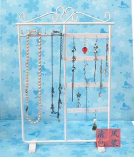 White Earring Storage Necklace Hanging Display Jewelry Organizer 