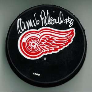   Dennis Polonich Autographed Detroit Red Wings Puck
