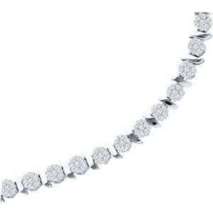   Gold 3CT Brilliant Cut Diamond Flower Bracelet Featuring S Style Links