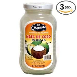Tropics Coconut Gel   Nata De Coco, 12 Ounce Jars (Pack of 3)