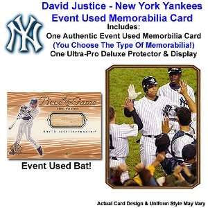   David Justice Event Used Memorabilia Card   DAVID JUSTICE Bat Card