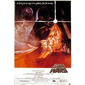  Star Wars David Prowse Carrie Fisher Signed Movie Poster 