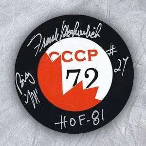 Signed Frank Mahovlich Hockey Puck   1972 Summit Series   Autographed 