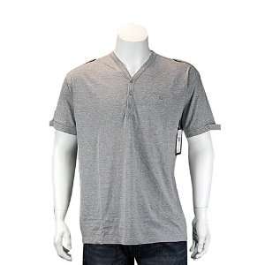  V Neck Henley Heather Grey. Size LG