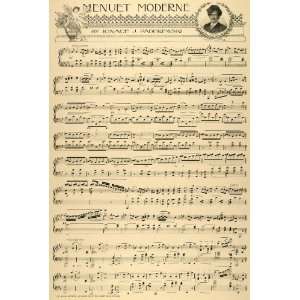 1896 Print Menuet Moderne Ignace Paderewski Sheet Music Notes Song 