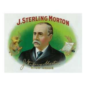  J. Sterling Morton Brand Cigar Inner Box Label, Grover 