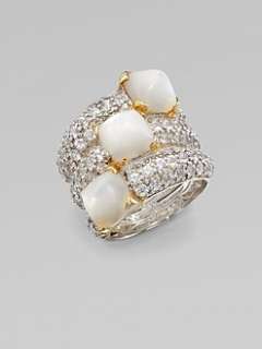 Kara Ross   Mother of Pearl Sugarloaf White Sapphire Ring